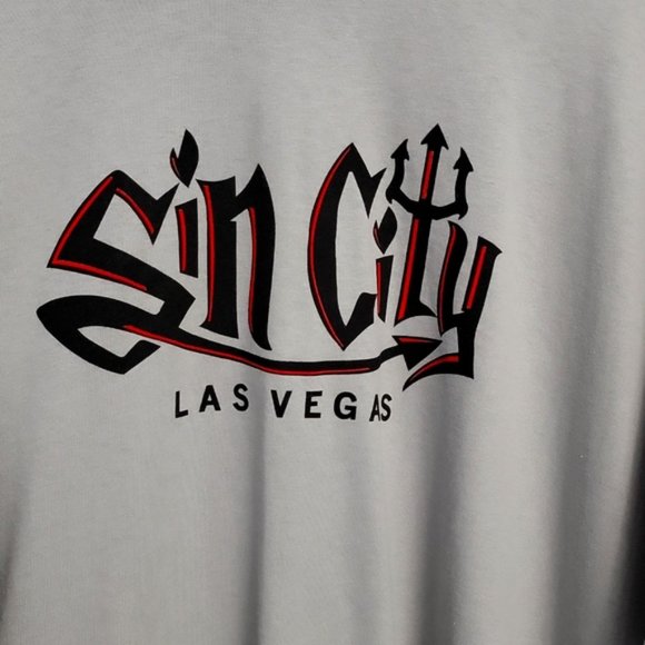 Gildan Sin City Tee Short Shirt Sleeve Crew Neck Gray Heavy Cotton XXL New - Picture 4 of 12